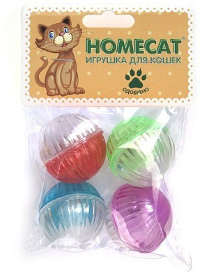 Homecat Игрушка для кошек Мячи пластиковые разноцветные с колокольчиком