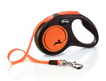 Купить flexi neon new classic рулетка ремень для собак, светоотражающая, оранжевый неон