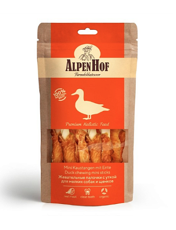 Купить alpenhof лакомство для мелких собак и щенков Жевательные палочки с уткой