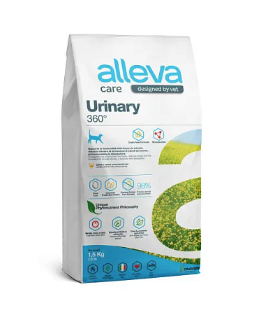 Купить alleva care cat adult urinary 360 сухой диетический корм для взрослых кошек для растворения струвитных камней