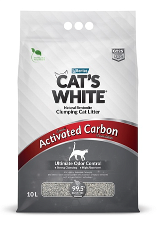 Купить cat's white activated carbon наполнитель для кошек комкующийся бентонитовый с активированным углем
