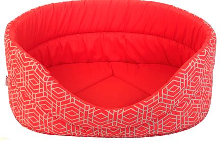 Купить zooexpress лежанка овальная «Геометрия» для кошек и собак бязь, коралловый