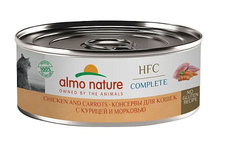 Купить almo nature hfc, complete, chicken and carrots Консервы для кошек и котят с курицей и морковью в бульоне 