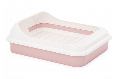 ALTA Лоток для кошек "Лекси" с бортиком и сеткой розовый
