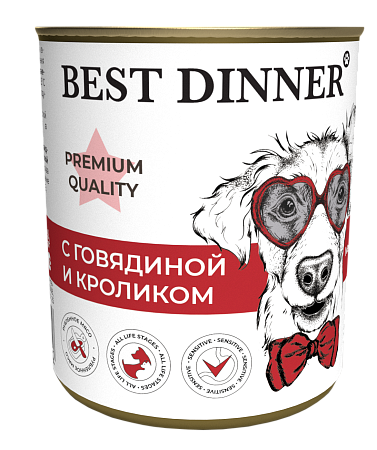 Купить best dinner premium Меню №3 консервы для собак и щенков с говядиной и кроликом
