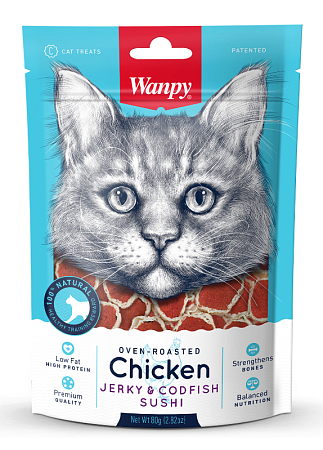 Купить wanpy cat Лакомство для кошек «суши» из курицы с треской