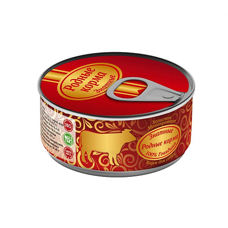 Купить Родные корма Знатные консервы 100 % говядина для собак