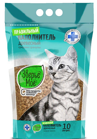 Купить Зверьё Моё Наполнитель для кошек древесный Средние гранулы