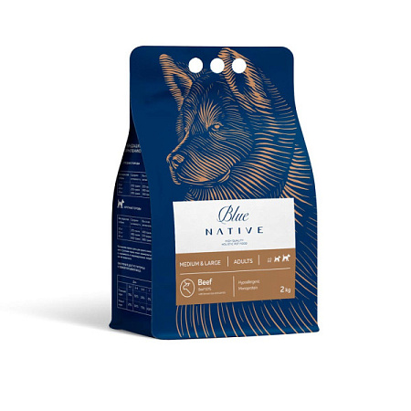 Купить blue native holistic сухой корм для взрослых собак средних и крупных пород, с говядиной