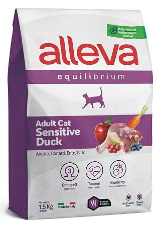 Купить alleva equilibrium adult cat sensitive duck сухой корм для взрослых кошек с чувствительным пищеварением утка