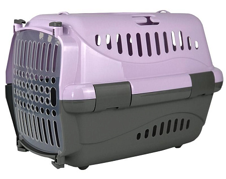 Купить zooexpress переноска для собак и кошек с прозрачной пластиковой дверцей "Турне", фиолетовая