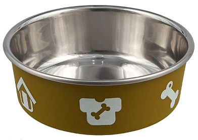 Уют Миска мееталлическая цветная на резинке с принтом для кошек и собак