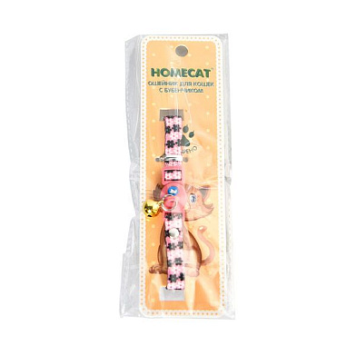 Homecat Цветы ошейник для кошек с бубенчиком розовый