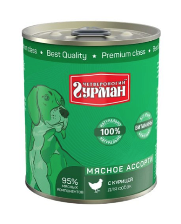 Купить Четвероногий Гурман Мясное ассорти консервы для собак с курицей