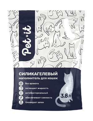 Pet-it силикагелевый наполнитель для кошек Crystal White, без аромата