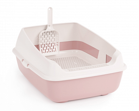 Купить alta Лоток для кошек «Лекси» c высоким бортиком, сеткой и совком, розовый