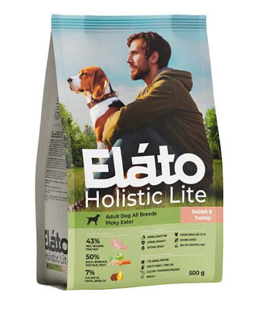 Купить elato holistic lite сухой корм для взрослых собак всех пород с кроликом и индейкой