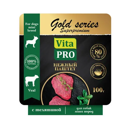 Купить vita pro gold series superpremium влажный корм для собак мелких пород паштет c телятиной в ламистерах