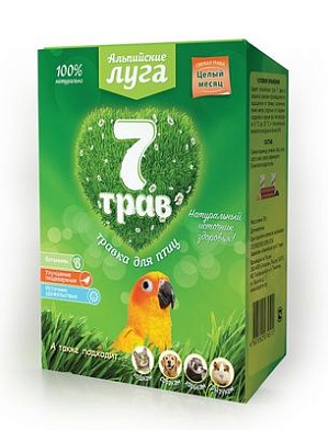 Альпийские луга лакомство травка "7 трав" для птиц (лоток), набор для проращивания