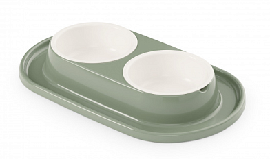 ALTA Юта миска двойная на подставке для собак и кошек, оливковая