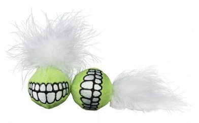 Rogz игрушка для кошек: плюшевые мячики Grinz с кошачьей мятой, лаймовые