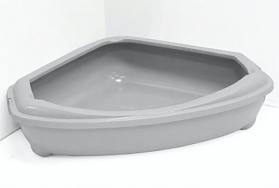 Homecat туалет для кошек угловой с бортиком светло-серый