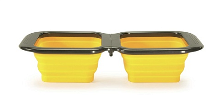 Купить camon Миска складная дорожная квадратная для собак и кошек, желтая 