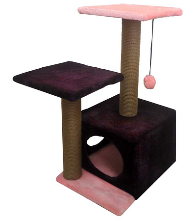 Купить zooexpress комплекс для кошек, Куб две полки два входа, мех однотонный, джут