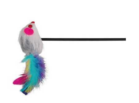 Купить trixie игрушка удочка-дразнилка с мышкой для кошек, пластик/мех