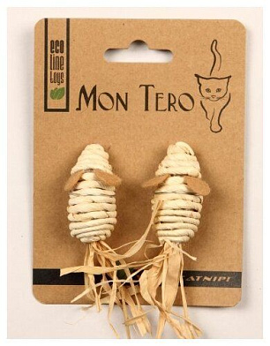 Мон Теро ЭКО 2 шт игрушка для кошек мышь с кошачьей мятой бежевая