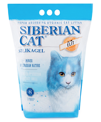 Сибирская кошка Элита наполнитель для кошек силикагелевый голубой
