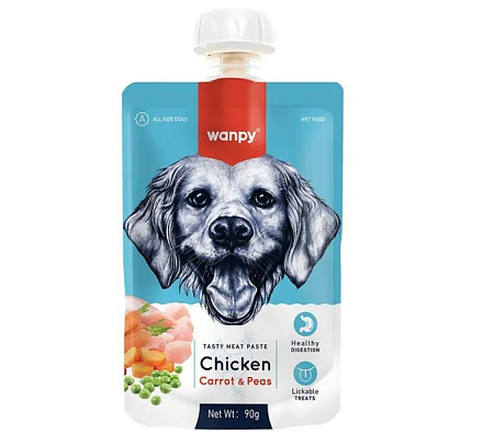 Купить wanpy dog лакомство для собак мясной мусс из курицы и моркови с горохом