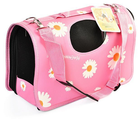 Купить homepet сумка-переноска для собак и кошек Ромашки розовая