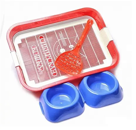 Купить Сибирская кошка Набор: туалет, миска, совок красный