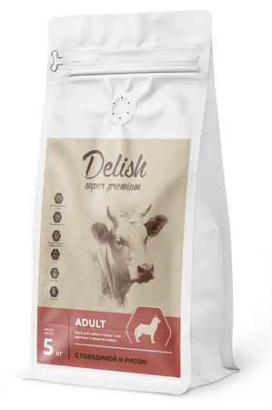 Купить delish super premium сухой корм для пожилых cобак всех пород лет с говядиной и рисом