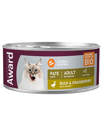 Купить award  консервы для взрослых кошек паштет из утки с клюквой (банка)