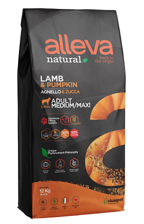 Купить alleva natural adult lamb & pumpkin medium/maxi сухой корм для взрослых собак средних и крупных пород с ягненком и тыквой