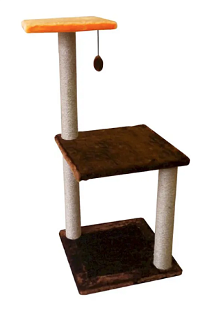 Купить zooexpress комплекс "Этажерка" 2 полки 3 когтеточки, мех однотонный для кошек 