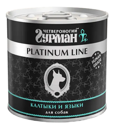 Купить Четвероногий Гурман platinum line консервы для взрослых собак всех пород, калтыки и языки в желе