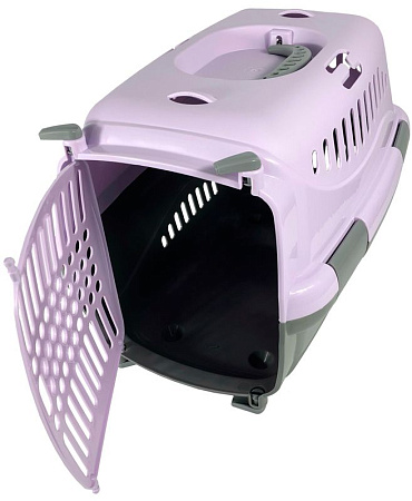 Купить zooexpress переноска для собак и кошек с пластиковой дверцей "Турне", фиолетовая