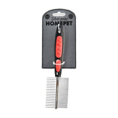 Homepet SILVER SERIES расческа металлическая двухсторонняя для собак и кошек 49 зубьев