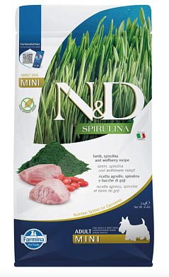 Farmina N&D Dog Spirulina Lamb & Wolfberry Adult Mini сухой корм для взрослых собак мелких пород, с ягненком и ягодами годжи