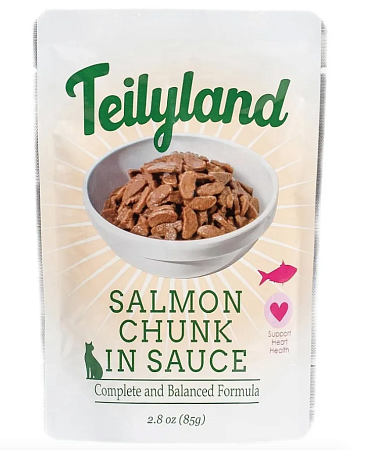 Купить teilyland влажный корм для кошек кусочки с лососем в соусе (пауч)