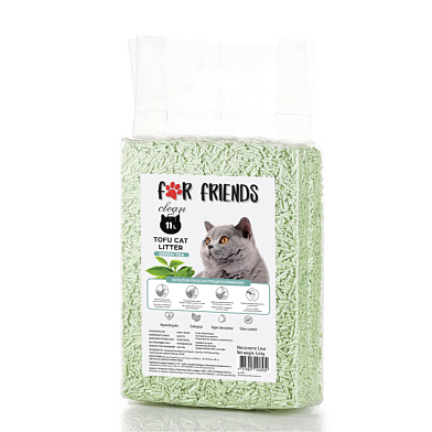 For Friends Tofu Green Tea наполнитель для кошек комкующийся, растительный