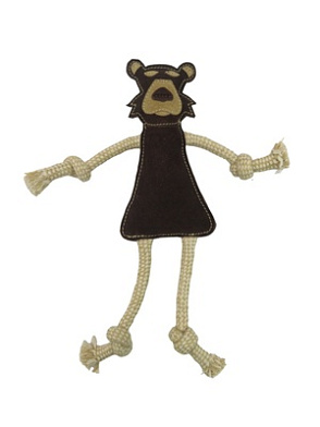 BOW WOW  кожаная и веревочная игрушка зверюшка, коричневый, натуральный