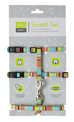 Hunter Smart шлейка для кошек и собак Stripes нейлон разноцветная