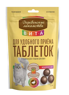 Деревенские лакомства ВИТА угощение для удобного приёма таблеток для кошек, утка
