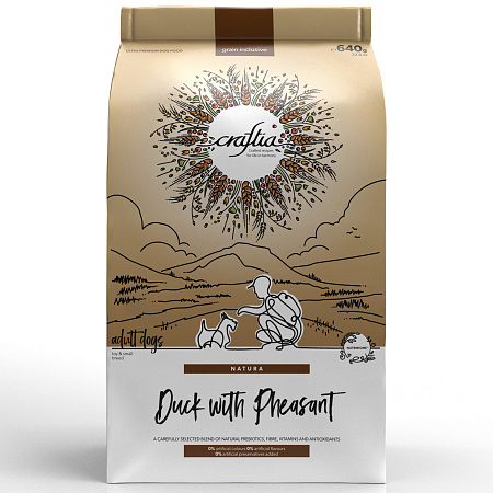 Купить craftia natura сухой корм для взрослых собак миниатюрных и мелких пород с уткой и фазаном