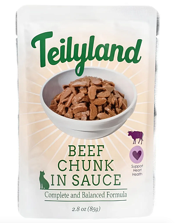 Купить teilyland влажный корм для кошек кусочки с говядиной в соусе (пауч)