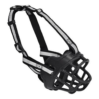 Tappi Кордата амуниция намордник силиконовый со светоотражающей полосой для собак, черный